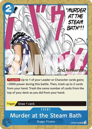 Murder at the Steam Bath (OP09-059) - Emperors in the New World: 2nd Anniversary Tournament Cards | Grognard Games