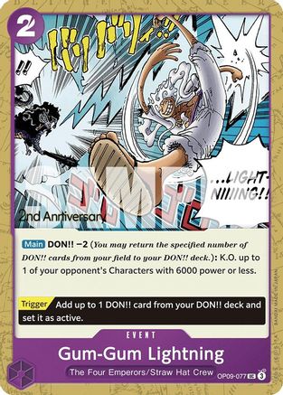 Gum-Gum Lightning (OP09-077) - Emperors in the New World: 2nd Anniversary Tournament Cards | Grognard Games