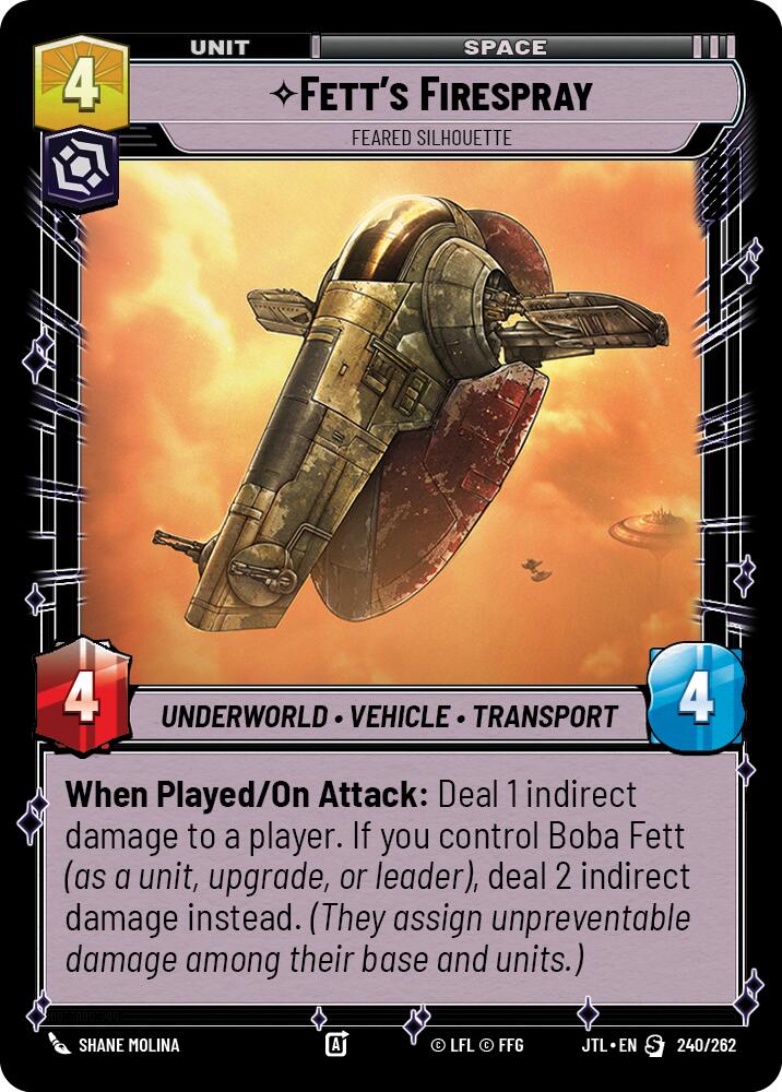 Fett's Firespray - Feared Silhouette (240/262) (240/257) [Jump to Lightspeed] | Grognard Games