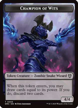 Champion of Wits // Zombie (0003) Double-Sided Token (DRC-5 // 3) - Commander: Aetherdrift Foil | Grognard Games
