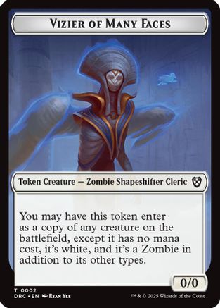 Vizier of Many Faces // Zombie (0003) Double-Sided Token (DRC-2 // 3) - Commander: Aetherdrift | Grognard Games