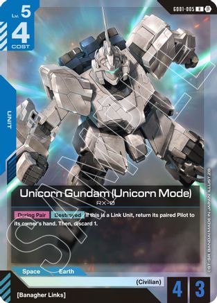 Unicorn Gundam (Unicorn Mode) - Edition Beta (GD01-005) Holofoil | Grognard Games