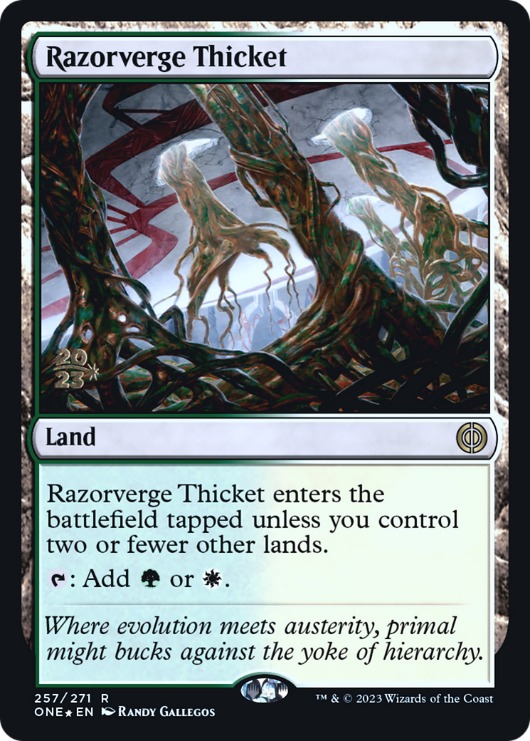 Razorverge Thicket [Phyrexia: All Will Be One Prerelease Promos] | Grognard Games