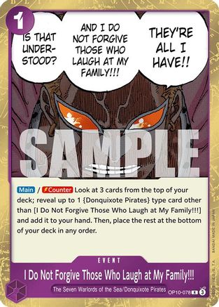 I Do Not Forgive Those Who Laugh at My Family!!! (OP10-078) - Royal Blood Foil | Grognard Games