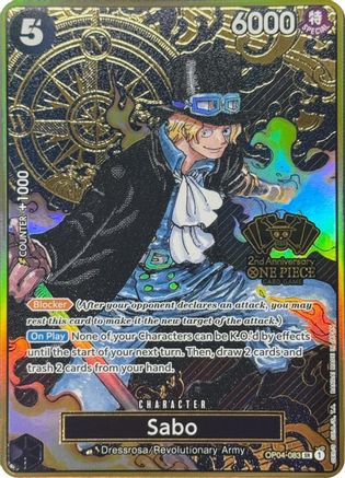 Sabo (One Piece Japanese Version 2nd Anniversary Set) (OP04-083) - One Piece Promotion Cards Foil | Grognard Games