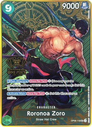 Roronoa Zoro (One Piece Japanese Version 2nd Anniversary Set) (OP06-118) - One Piece Promotion Cards Foil | Grognard Games