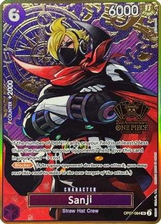 Sanji (One Piece Japanese Version 2nd Anniversary Set) (OP07-064) - One Piece Promotion Cards Foil | Grognard Games