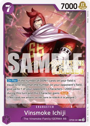 Vinsmoke Ichiji (Judge Pack Vol. 5) (OP06-061) - One Piece Promotion Cards Foil | Grognard Games