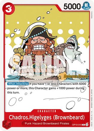 Chadros.Higelyges (Brownbeard) (OP10-010) - Royal Blood Release Event Cards | Grognard Games