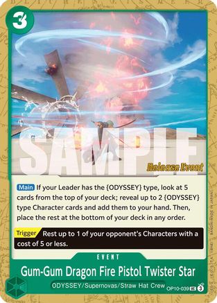 Gum-Gum Dragon Fire Pistol Twister Star (OP10-039) - Royal Blood Release Event Cards | Grognard Games