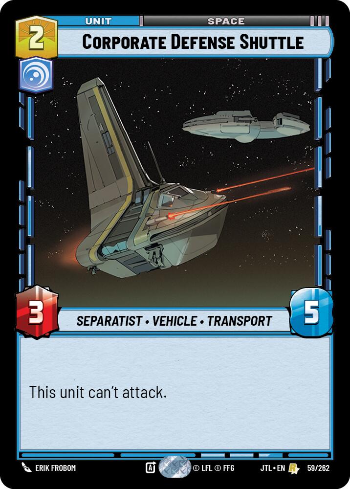 Corporate Defense Shuttle (059/262) (059/262) [Jump to Lightspeed] | Grognard Games