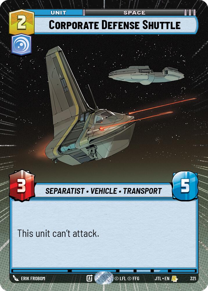 Corporate Defense Shuttle (321) (Hyperspace) (321) [Jump to Lightspeed] | Grognard Games