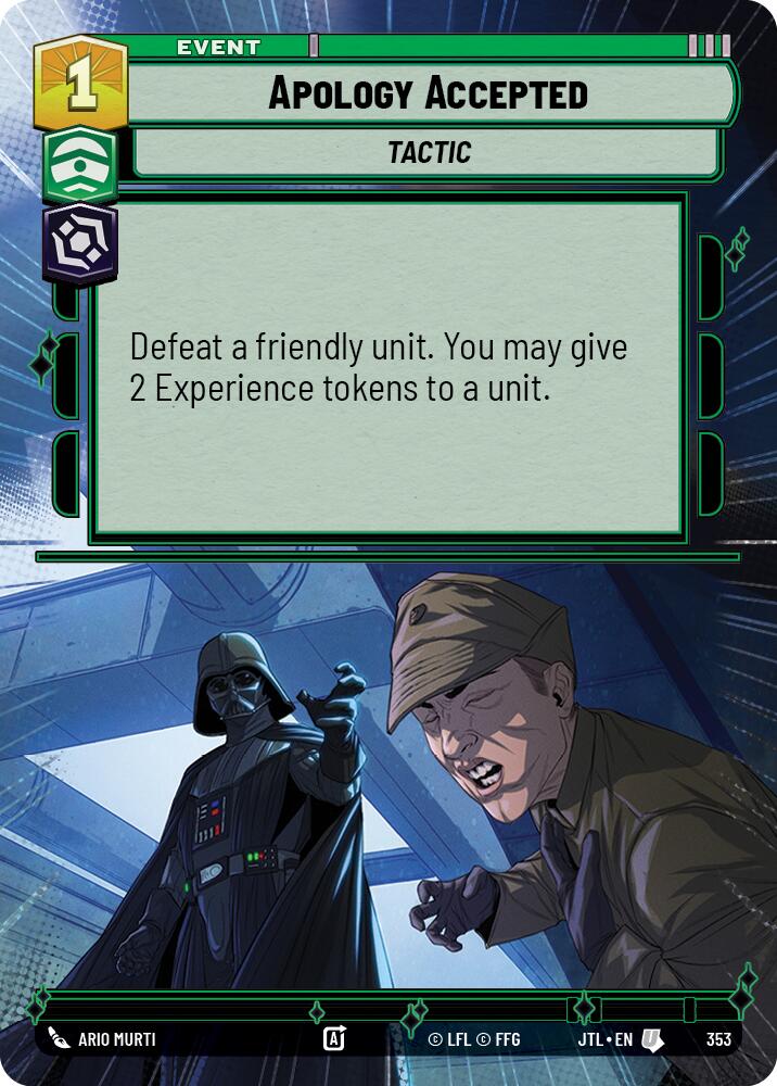 Apology Accepted (353) (Hyperspace) (353) [Jump to Lightspeed] | Grognard Games