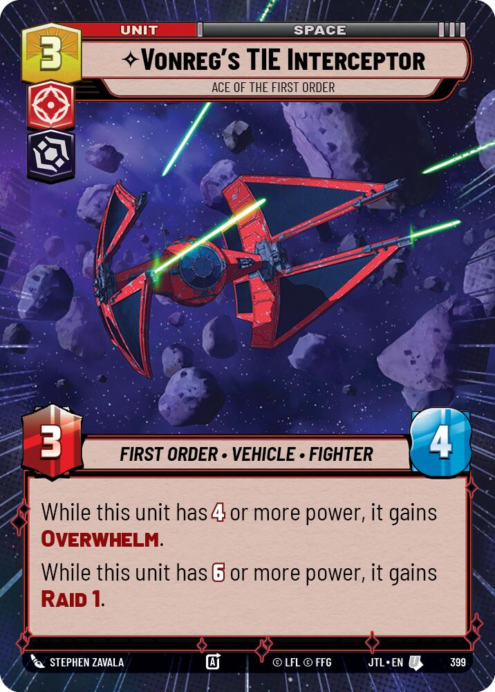 Vonreg's TIE Interceptor - Ace of the First Order (399) (Hyperspace) (399) [Jump to Lightspeed] | Grognard Games