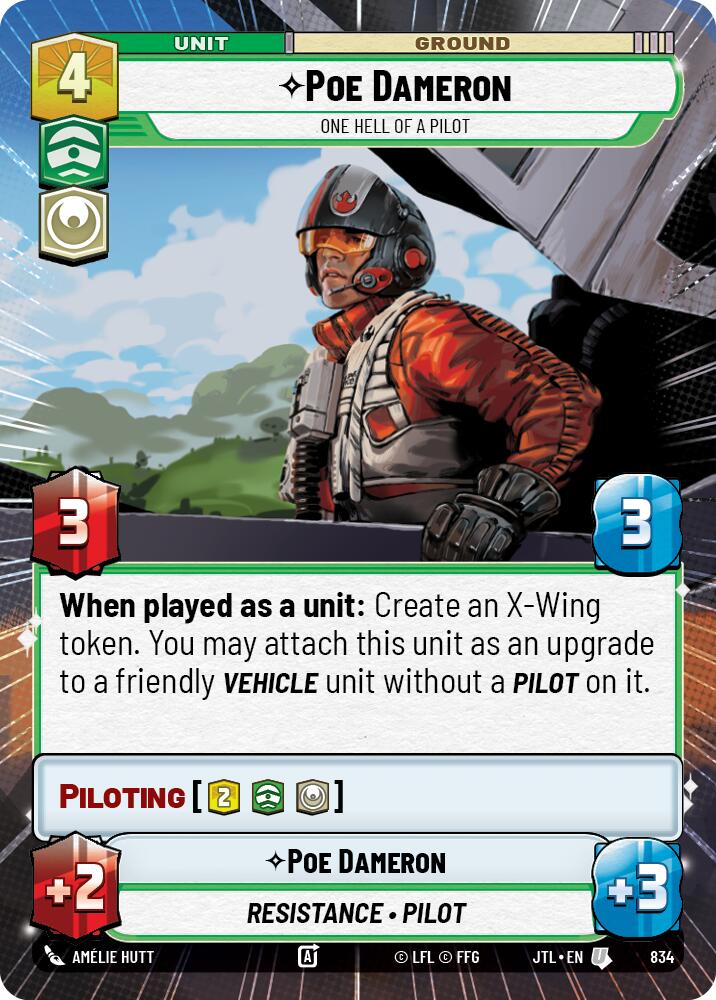 Poe Dameron - One Hell of a Pilot (834) (Hyperspace Foil) (834) [Jump to Lightspeed] | Grognard Games