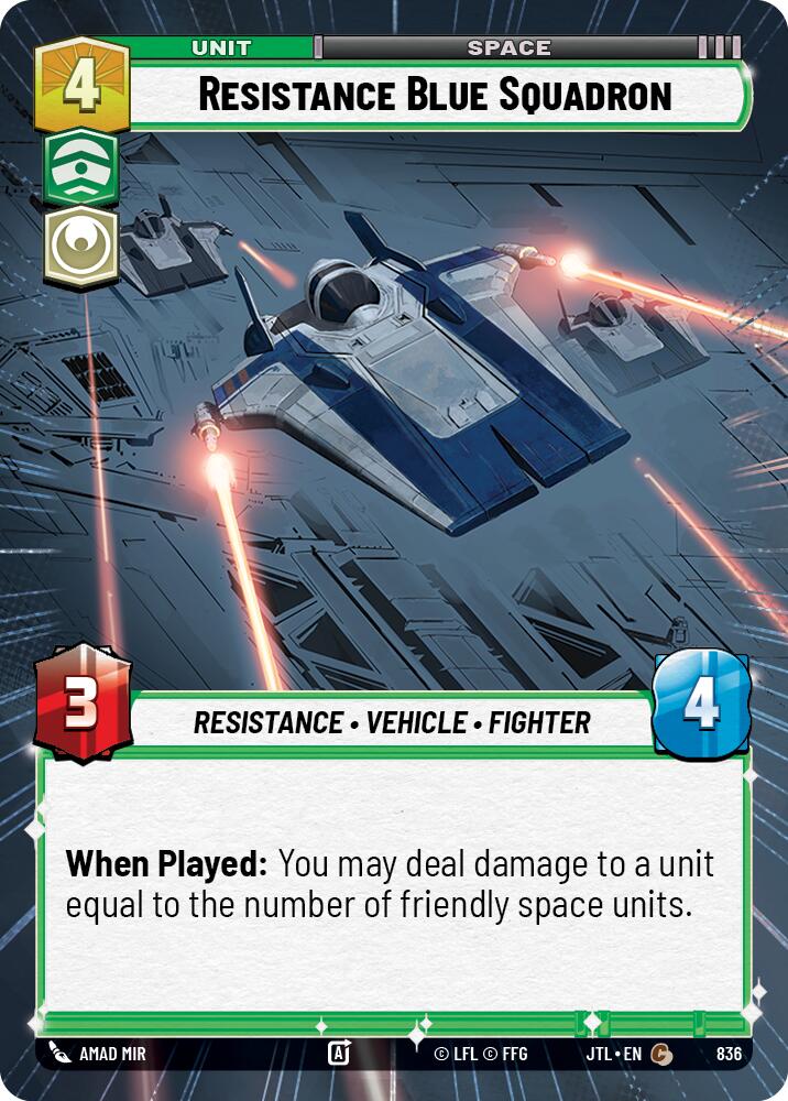 Resistance Blue Squadron (836) (Hyperspace Foil) (836) [Jump to Lightspeed] | Grognard Games