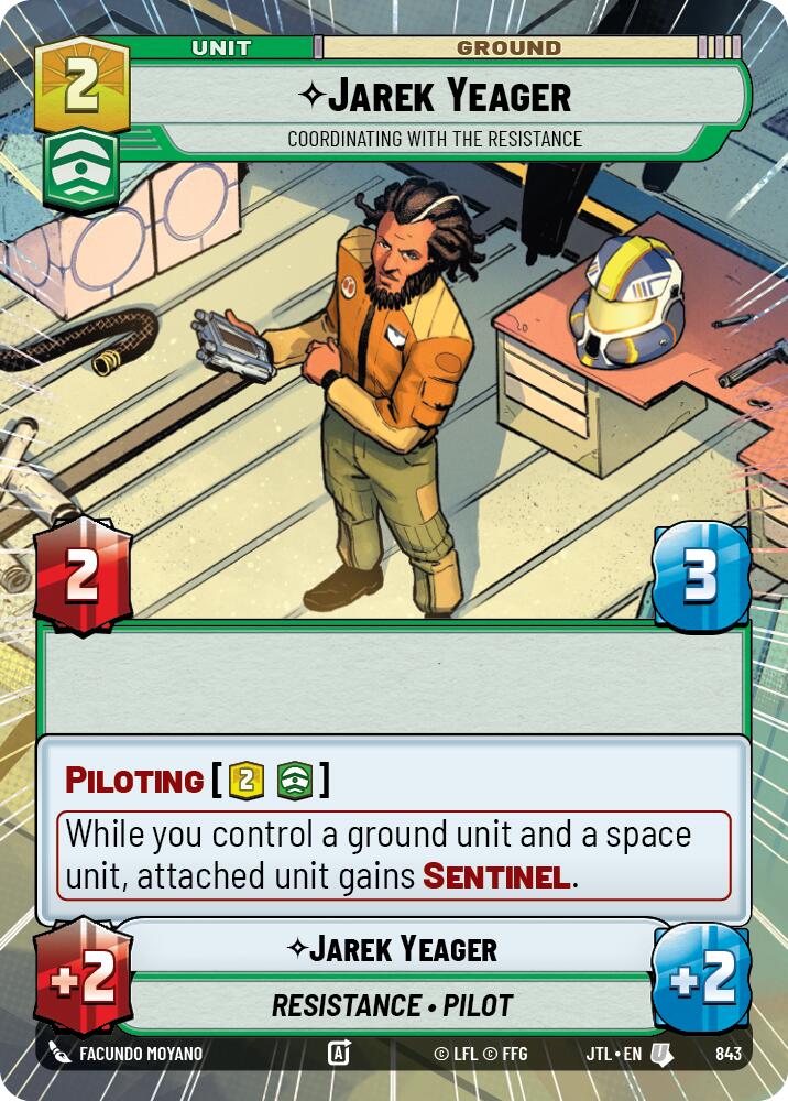 Jarek Yeager - Coordinating With The Resistance (843) (Hyperspace Foil) (843) [Jump to Lightspeed] | Grognard Games