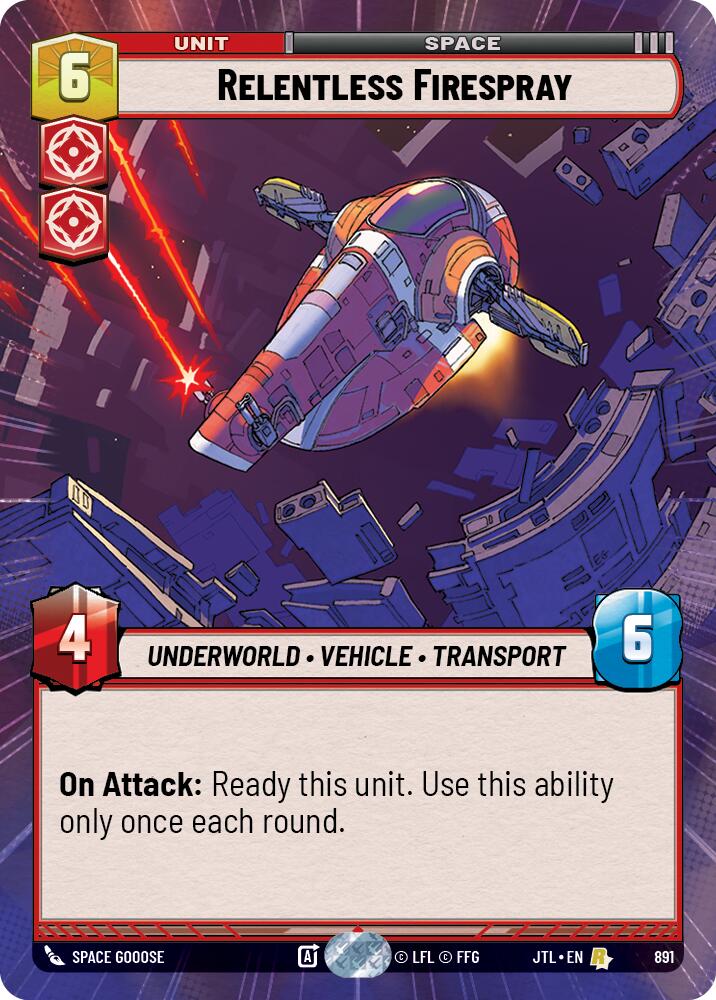 Relentless Firespray (891) (Hyperspace Foil) (891) [Jump to Lightspeed] | Grognard Games