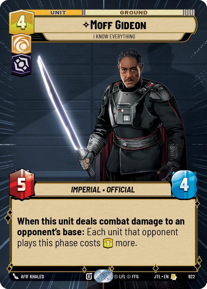 Moff Gideon - I Know Everything (922) (Hyperspace Foil) (922) [Jump to Lightspeed] | Grognard Games