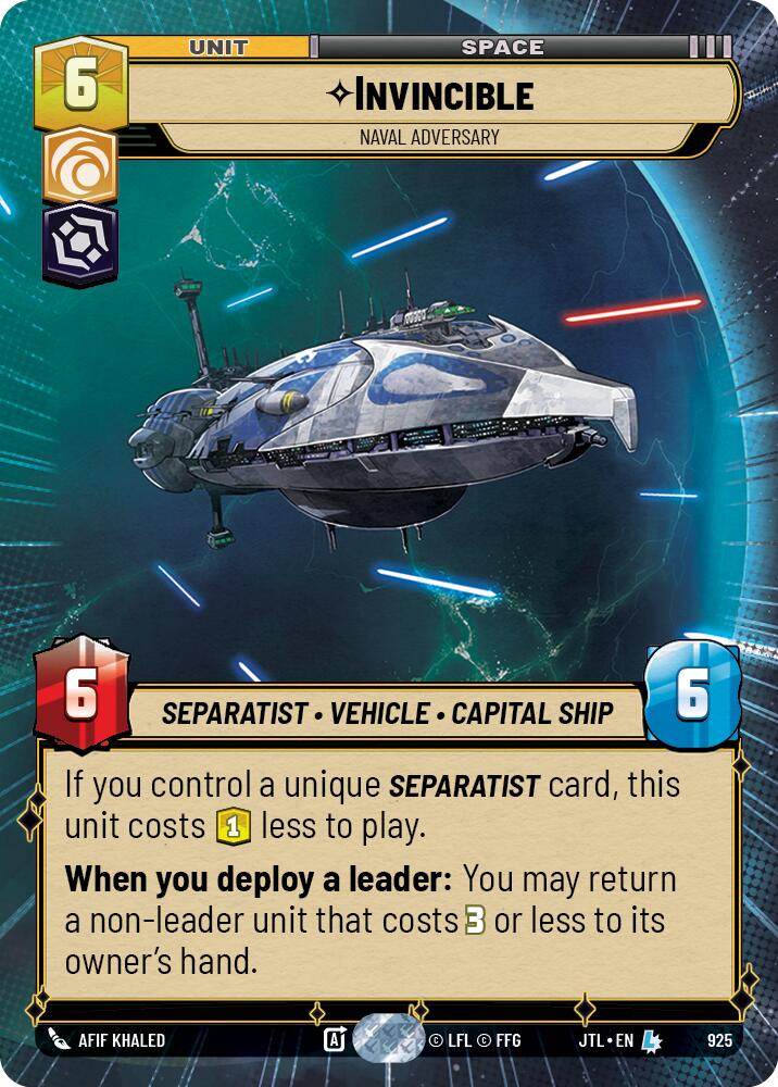 Invincible - Naval Adversary (925) (Hyperspace Foil) (925) [Jump to Lightspeed] | Grognard Games