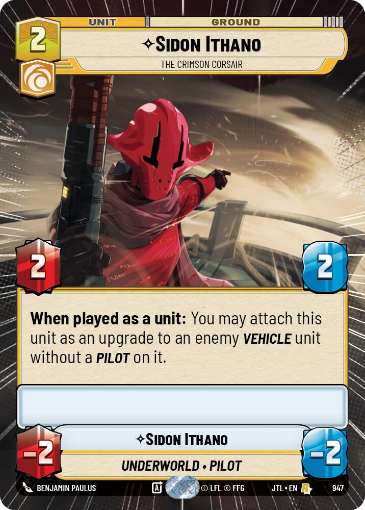 Sidon Ithano - The Crimson Corsair (947) (Hyperspace Foil) (947) [Jump to Lightspeed] | Grognard Games