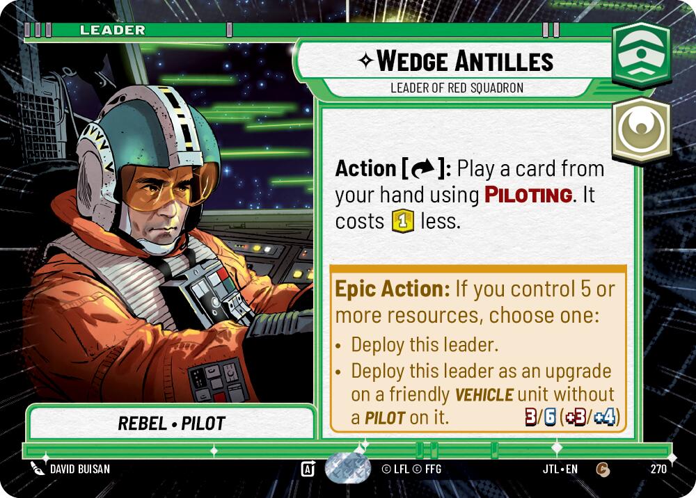 Wedge Antilles - Leader of Red Squadron (270) (Hyperspace) (270) [Jump to Lightspeed] | Grognard Games
