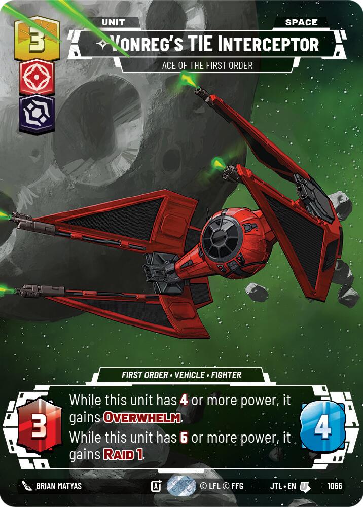 Vonreg's TIE Interceptor - Ace of the First Order (1066) (Prestige Foil) (1066) [Jump to Lightspeed] | Grognard Games