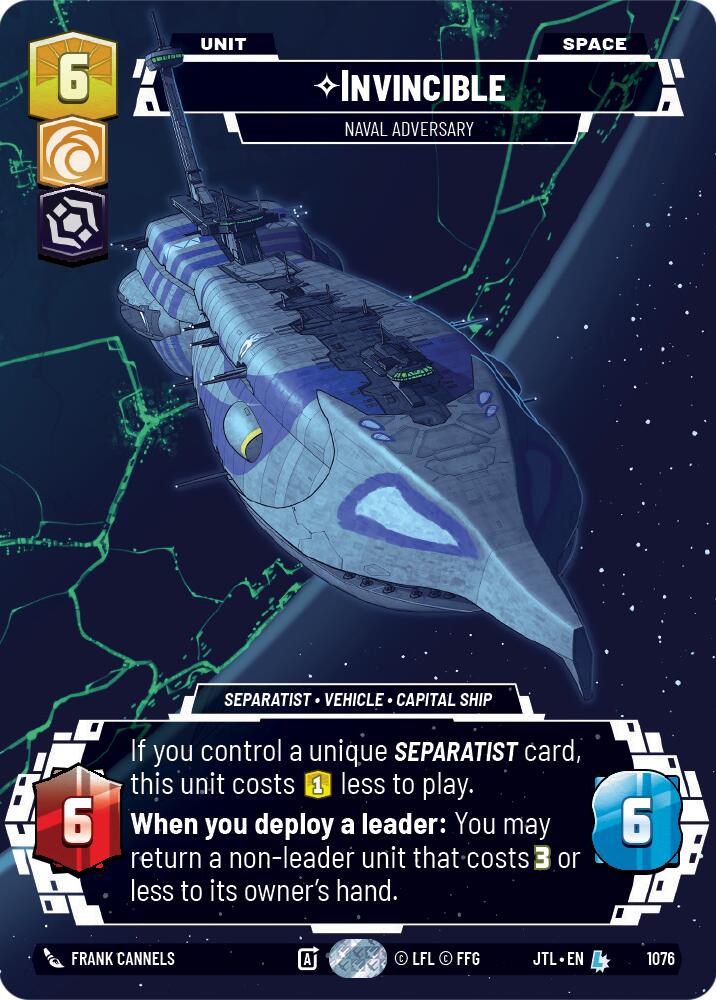 Invincible - Naval Adversary (1076) (Prestige Foil) (1076) [Jump to Lightspeed] | Grognard Games