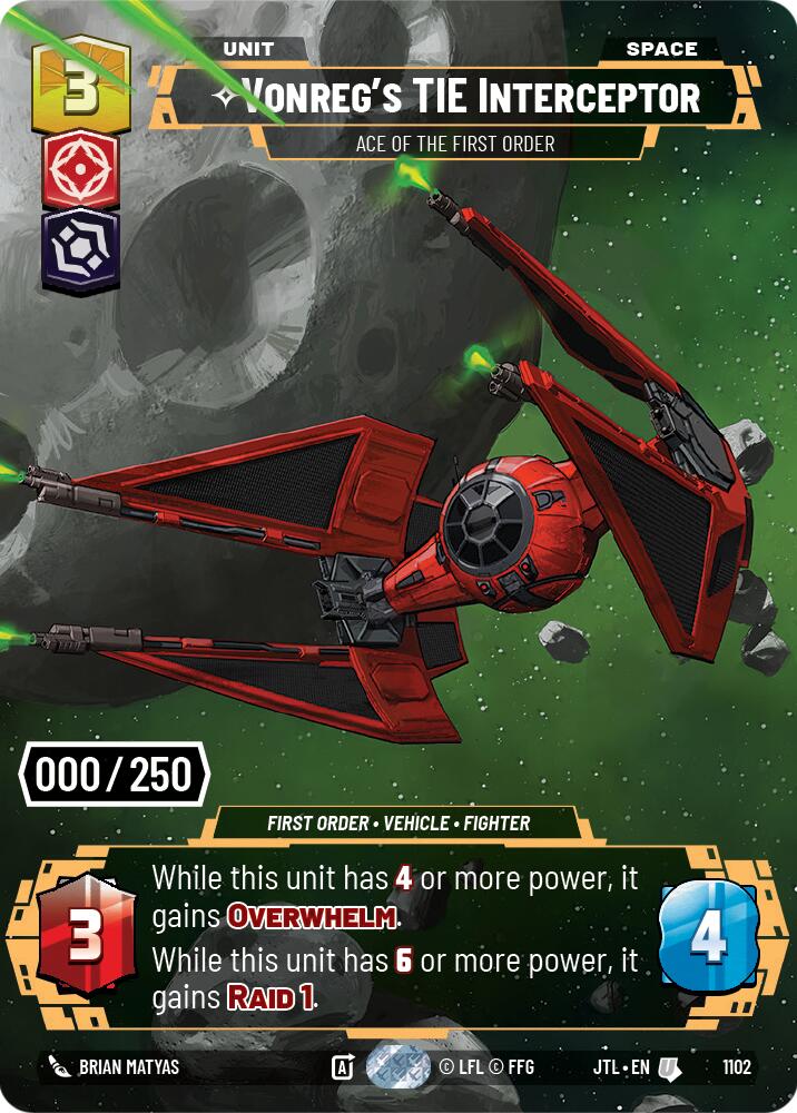 Vonreg's TIE Interceptor - Ace of the First Order (1102) (Serialized) (1102) [Jump to Lightspeed] | Grognard Games