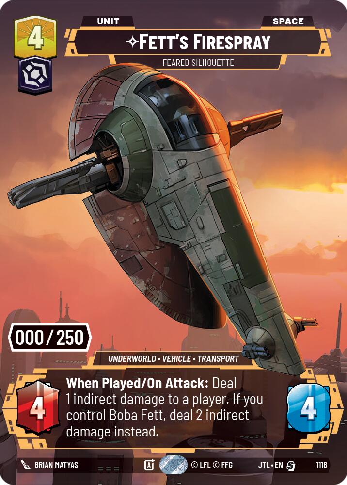 Fett's Firespray - Feared Silhouette (1118) (Serialized) (1118) [Jump to Lightspeed] | Grognard Games