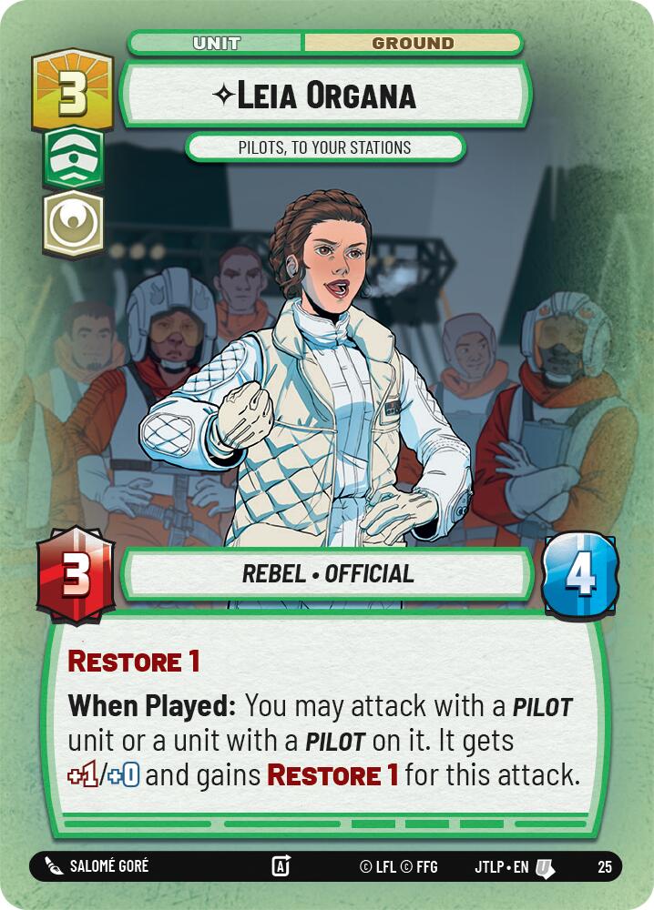 Leia Organa - Pilots, To Your Stations (Foil) (25) [Jump to Lightspeed: Weekly Play] | Grognard Games