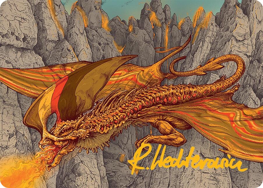 Magmatic Hellkite Art Card (34/54) (Gold-Stamped Signature) [Tarkir: Dragonstorm Art Series] | Grognard Games
