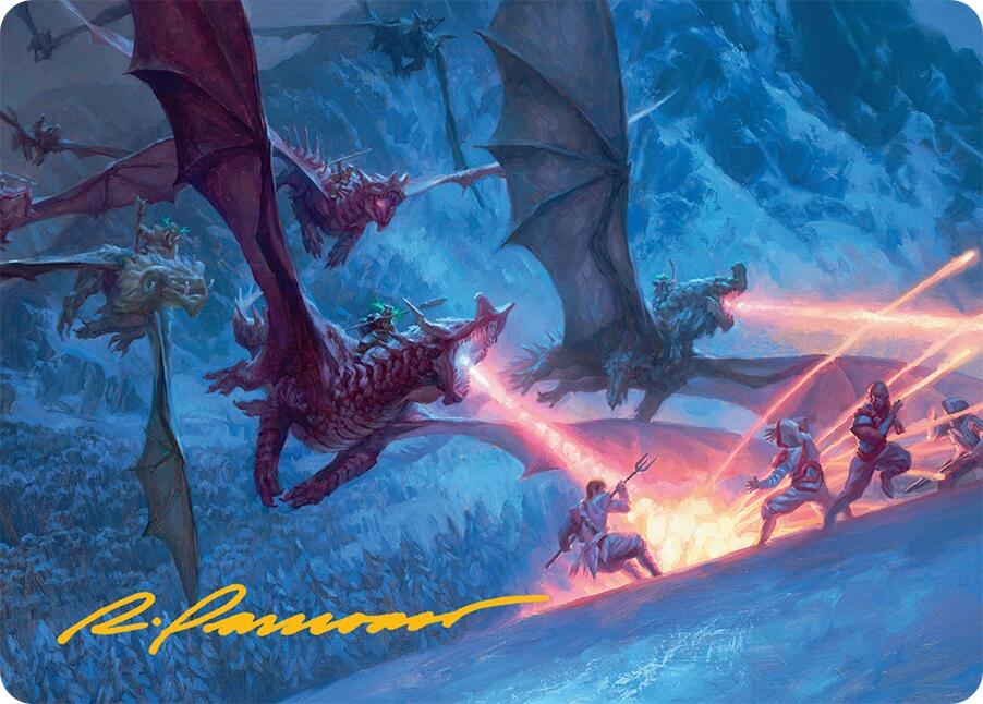Dragonback Assault Art Card (22/54) (Gold-Stamped Signature) [Tarkir: Dragonstorm Art Series] | Grognard Games