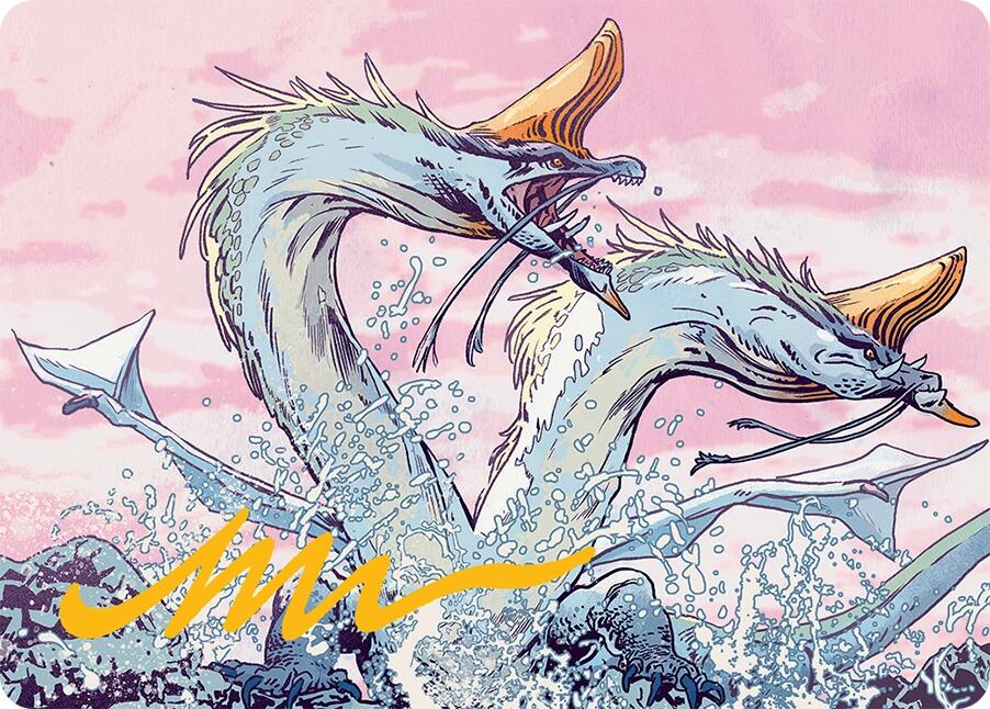 Twinmaw Stormbrood Art Card (39/54) (Gold-Stamped Signature) [Tarkir: Dragonstorm Art Series] | Grognard Games