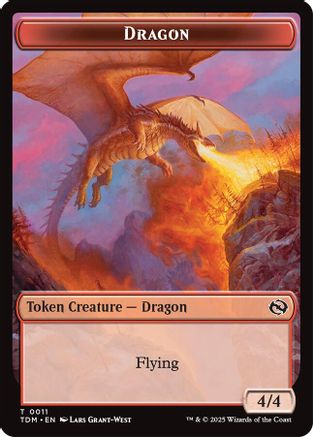 Dragon (0011) // Warrior Double-Sided Token (TDM-11 // 13) - Tarkir: Dragonstorm | Grognard Games