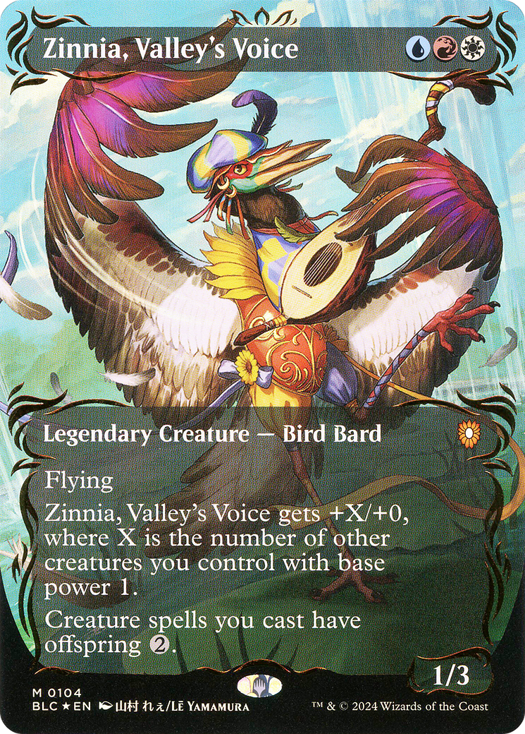 Zinnia, Valley's Voice (Borderless) (Raised Foil) [Bloomburrow Commander] | Grognard Games