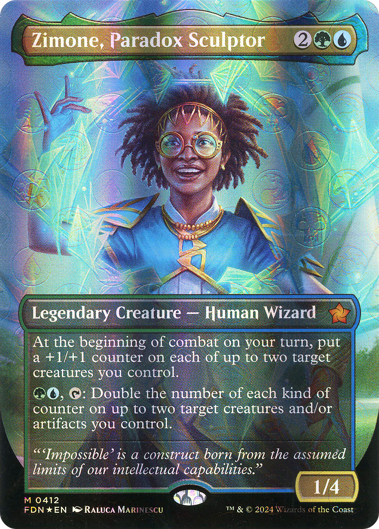 Zimone, Paradox Sculptor (Borderless) (Mana Foil) [Foundations] | Grognard Games