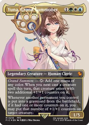Yuna, Grand Summoner (Borderless) (Surge Foil) [FINAL FANTASY Commander] | Grognard Games