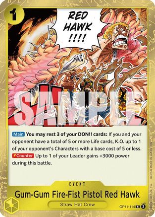 Gum-Gum Fire-Fist Pistol Red Hawk (OP11-114) - A Fist of Divine Speed Foil | Grognard Games