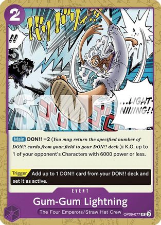 Gum-Gum Lightning (Reprint) (OP09-077) - Starter Deck 26: PURPLE/BLACK Monkey.D.Luffy | Grognard Games