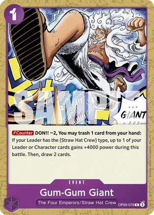Gum-Gum Giant (Reprint) (OP09-078) - Starter Deck 26: PURPLE/BLACK Monkey.D.Luffy | Grognard Games