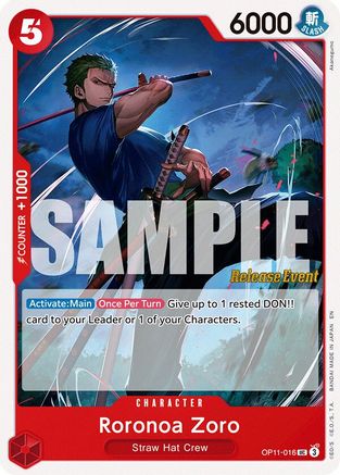 Roronoa Zoro (OP11-016) - A Fist of Divine Speed Release Event Cards | Grognard Games