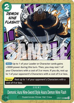 Demonic Aura Nine-Sword Style Asura Demon Nine Flash (Reprint) (OP07-036) - Starter Deck 24: GREEN Jewelry Bonney | Grognard Games