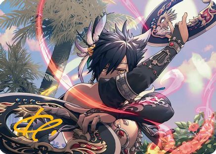 Dancer's Chakrams Art Card (Gold-Stamped Signature) (AAFIN-024) - Art Series: FINAL FANTASY | Grognard Games