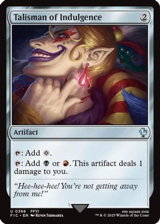 Talisman of Indulgence (Surge Foil) (FIC-366) - Commander: FINAL FANTASY Foil | Grognard Games