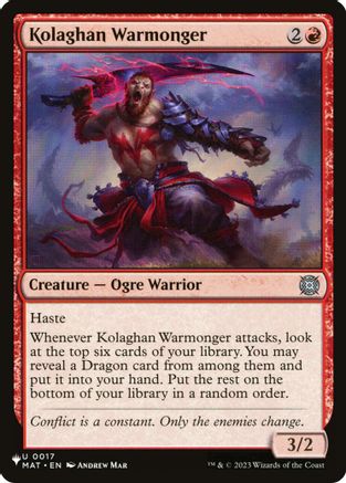 Kolaghan Warmonger (LIST-017) - The List Reprints | Grognard Games