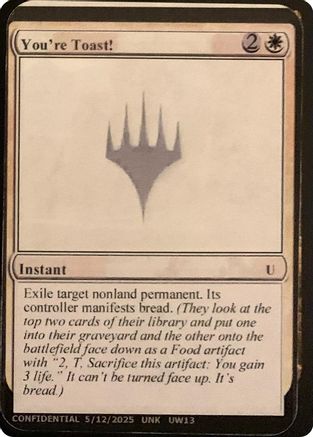 You're Toast! (-) - Un-Known Event Playtest Cards | Grognard Games