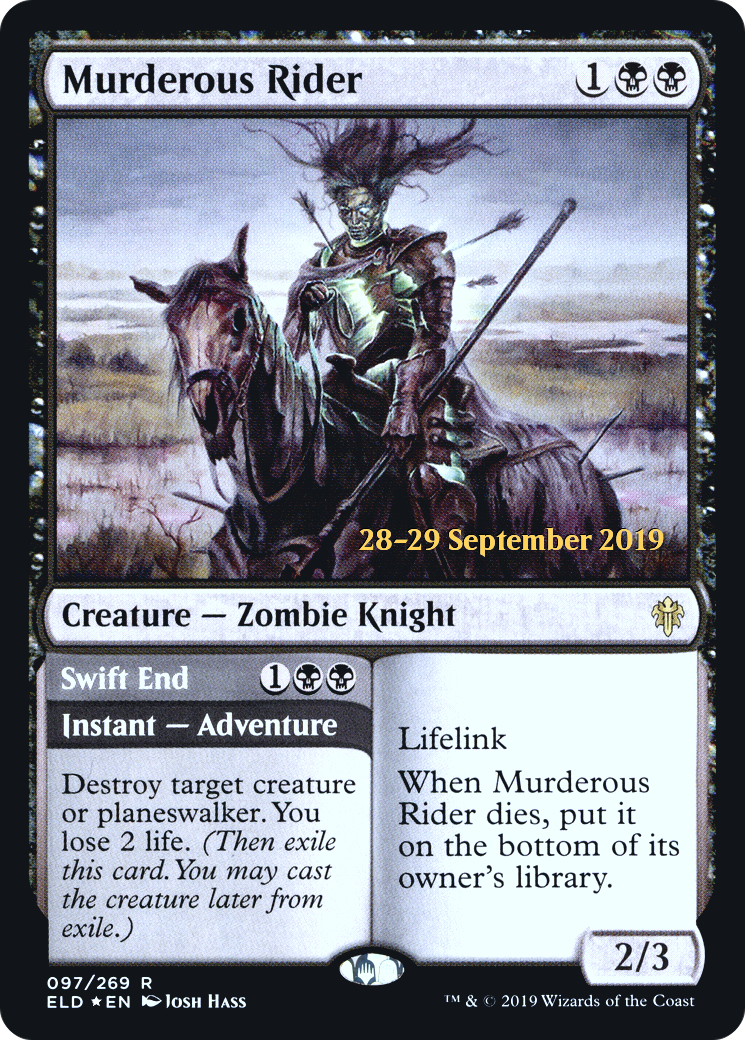 Murderous Rider // Swift End  [Throne of Eldraine Prerelease Promos] | Grognard Games