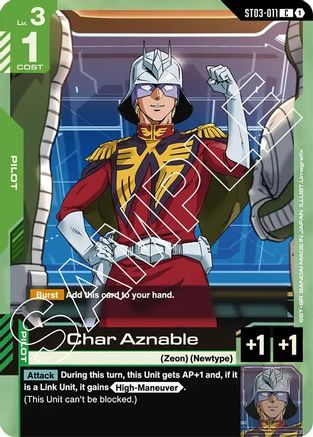 Char Aznable - Starter Deck 03 Zeons Rush (ST03-011) | Grognard Games