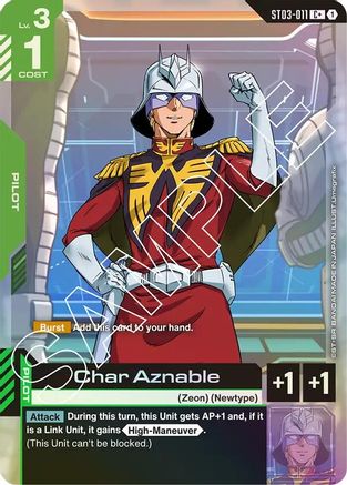 Char Aznable (C+) - Starter Deck 03 Zeons Rush (ST03-011) Holofoil